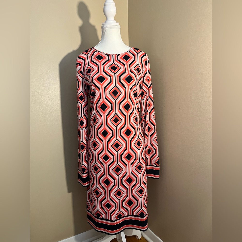 Michael By Michael Kors Women’s Long Sleeve‎ Dress Red Coral Stretch Jersey Sz M